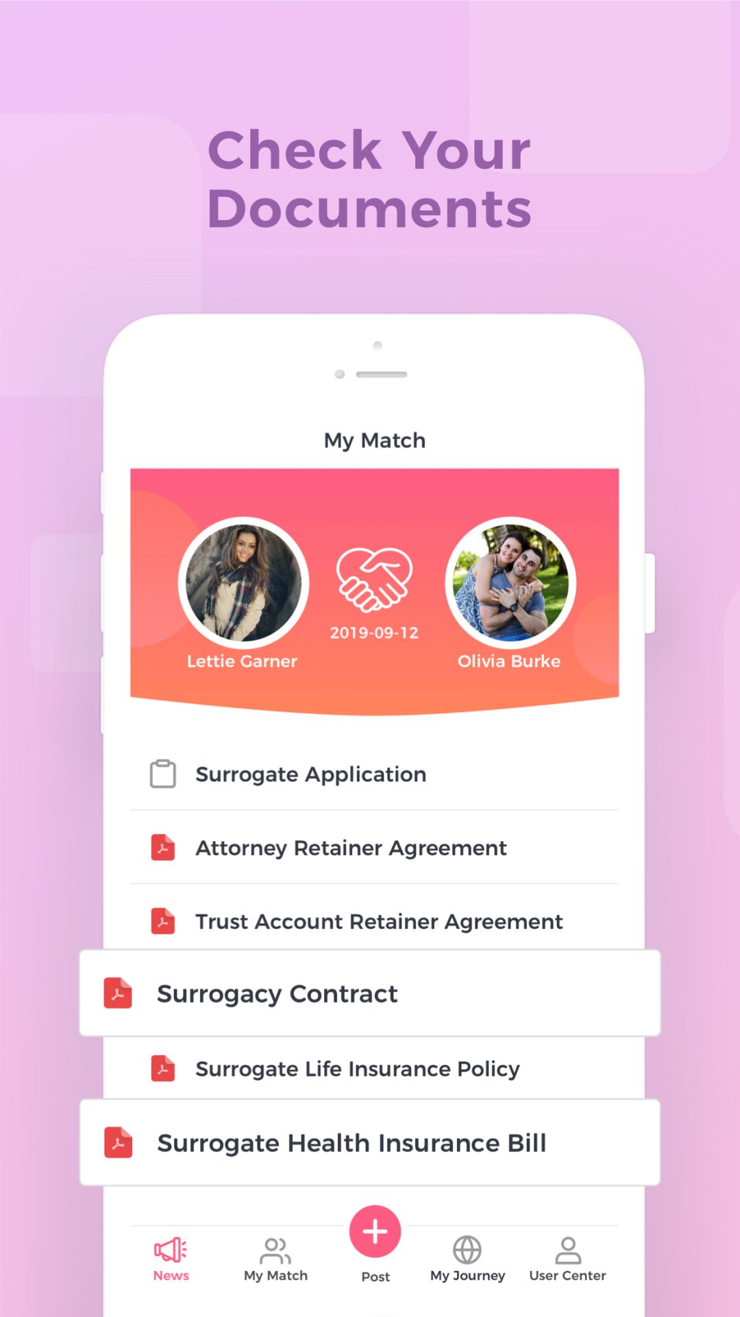 My Surro app — coordinator messaging