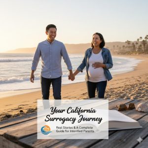 California parents celebrating with their newborn baby through surrogacy
