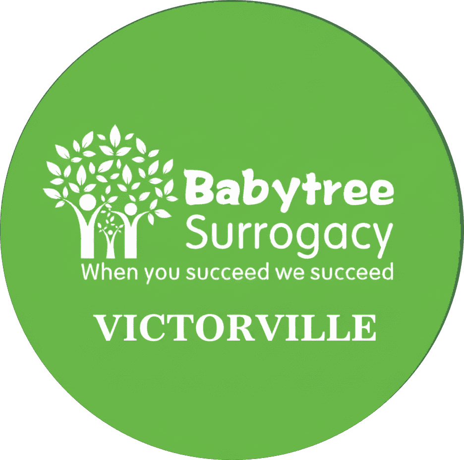 The image promotes Babytree Surrogacy, sharing a message of support and growth for families in Victorville. babytree