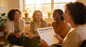 Women gather to share and support each other at a Babytree Surrogacy group, building friendship and understanding in the process. babytree
